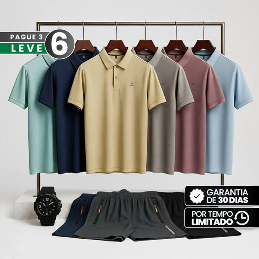 |Leve 6, Pague Só 3| Camisa Polo Latitude Masculina em Poliéster e Elastano com Secagem Rápida e Alta Resistência + BRINDES