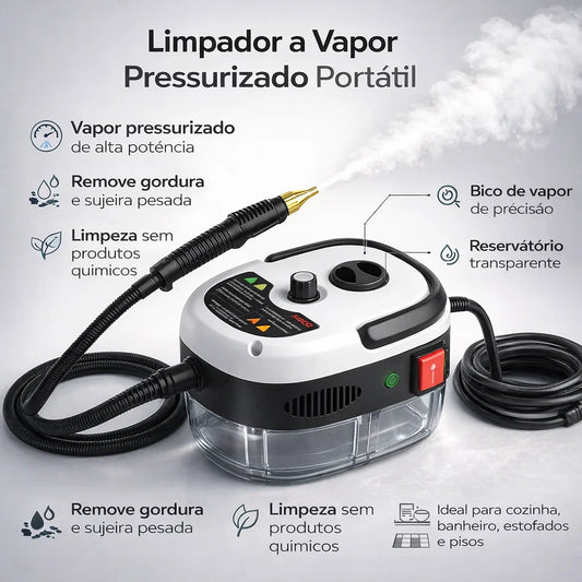 Limpador a Vapor Turbo Pressurizado 2500W Bivolt – Higienização Profunda