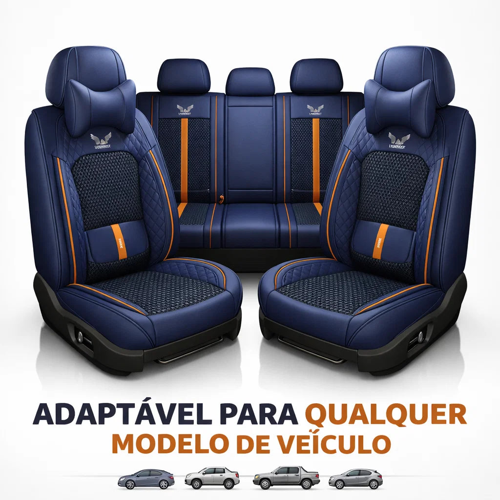 Kit Capa Banco de Carro Completo em Couro Legítimo Italian + BRINDE: Kit Tapete Completo