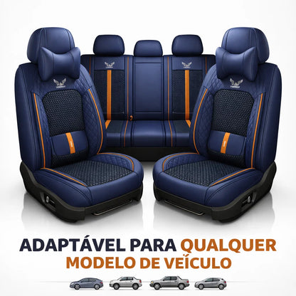 Kit Capa Banco de Carro Completo em Couro Legítimo Italian + BRINDE: Kit Tapete Completo